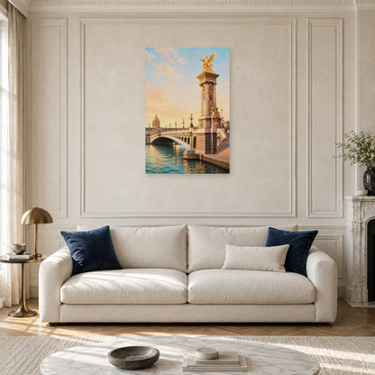 Affiche Pont Alexandre-III - Lumière dorée dans un salon - Art Virtuoso