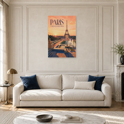 Affiche Paris - Trocadéro à l’aube dans un salon - Art Virtuoso