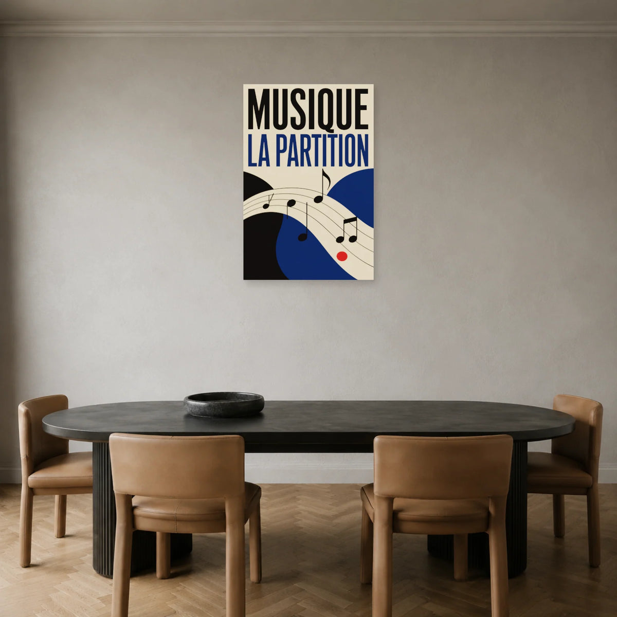 Affiche Musique - La partition dans une salle à manger - Art Virtuoso