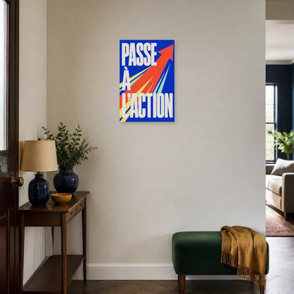 Affiche Passe à l'action – Flèche dynamique dans une entrée ou un couloir - Art Virtuoso