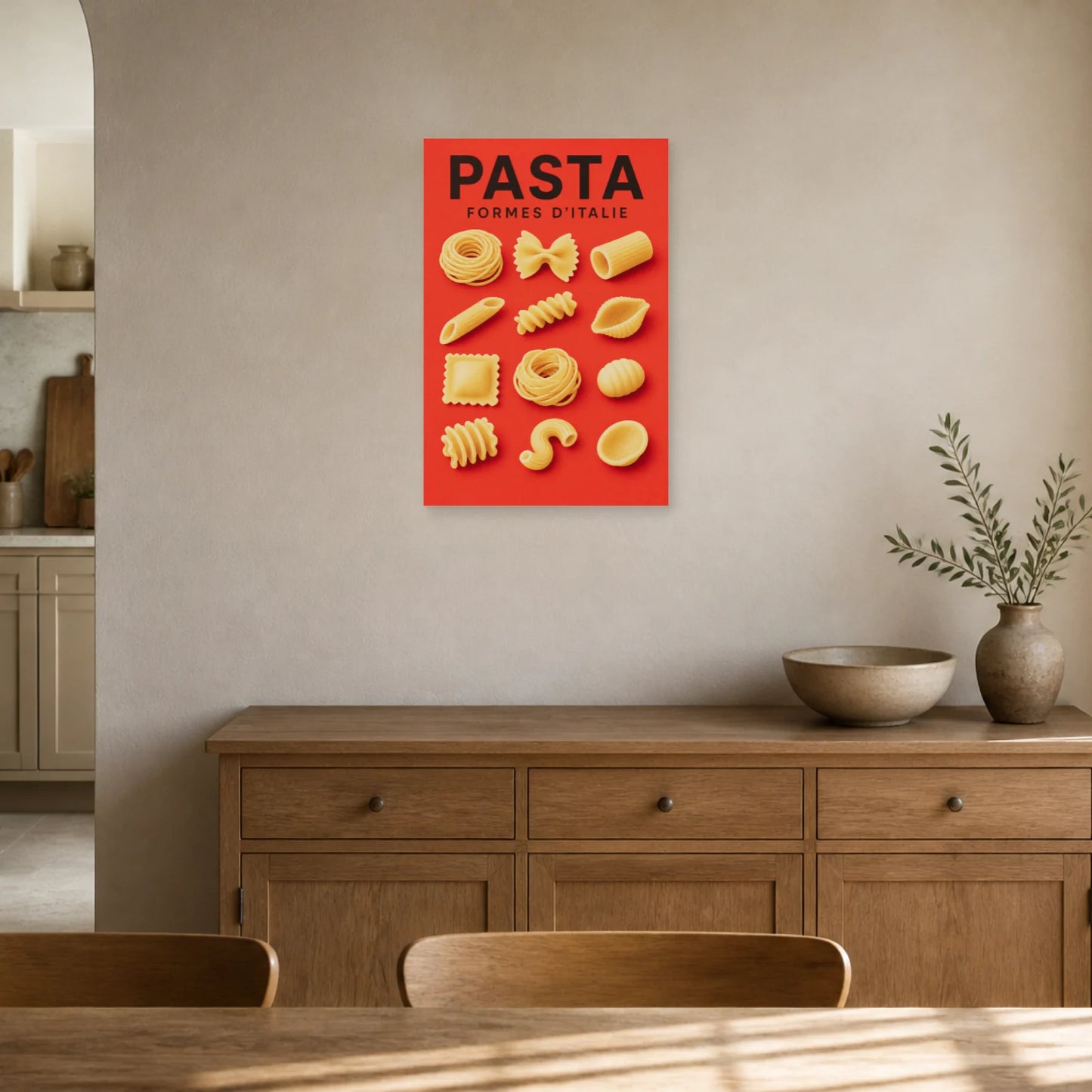 Affiche Pasta – Formes d’Italie dans un salon - Art Virtuoso