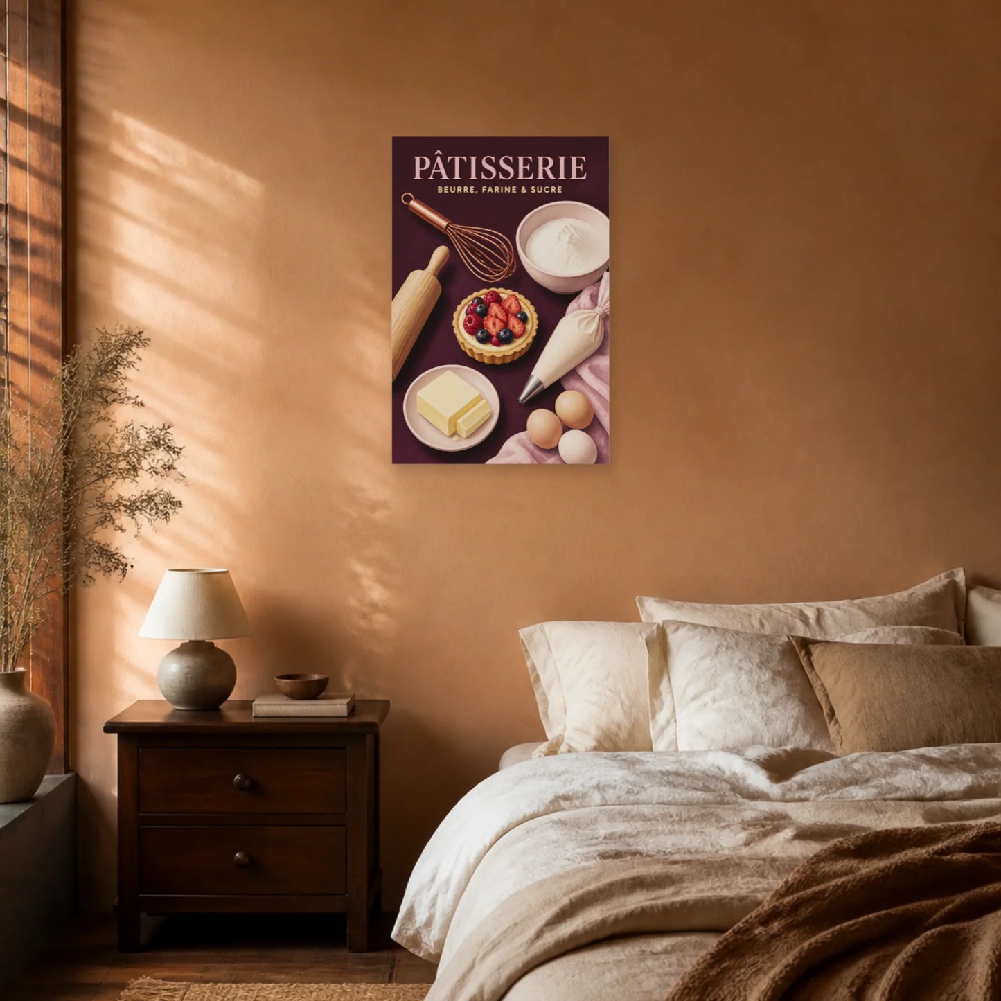 Affiche Pâtisserie – Beurre, Farine & Sucre dans une chambre - Art Virtuoso