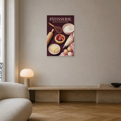 Affiche Pâtisserie – Beurre, Farine & Sucre dans un salon - Art Virtuoso