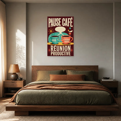 Affiche Pause café – Réunion productive dans une chambre - Art Virtuoso