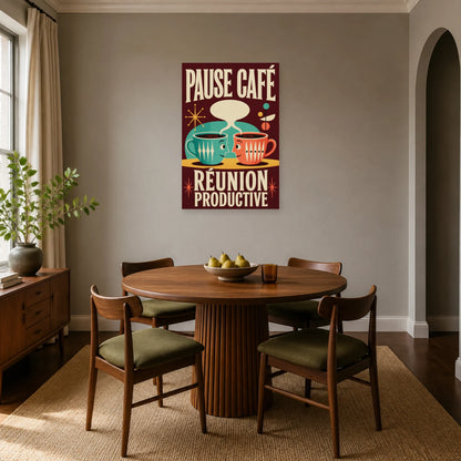 Affiche Pause café – Réunion productive dans une salle à manger - Art Virtuoso