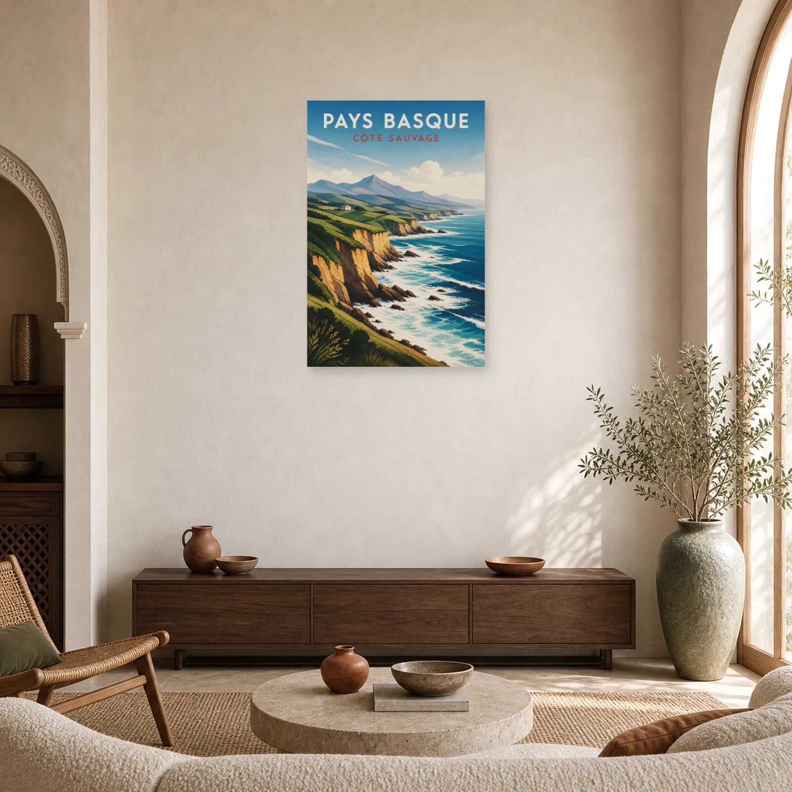 Affiche Pays Basque – Côte Sauvage dans un salon - Art Virtuoso
