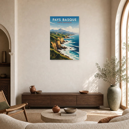 Affiche Pays Basque – Côte Sauvage dans un salon - Art Virtuoso