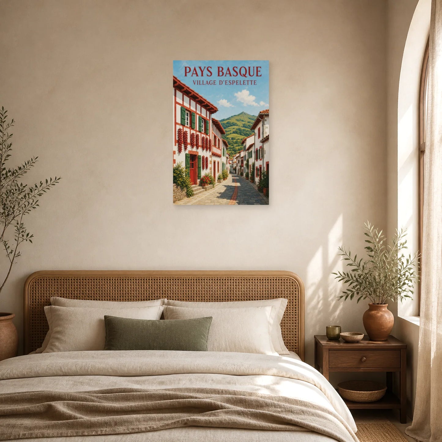 Affiche Pays Basque – Espelette dans une chambre - Art Virtuoso