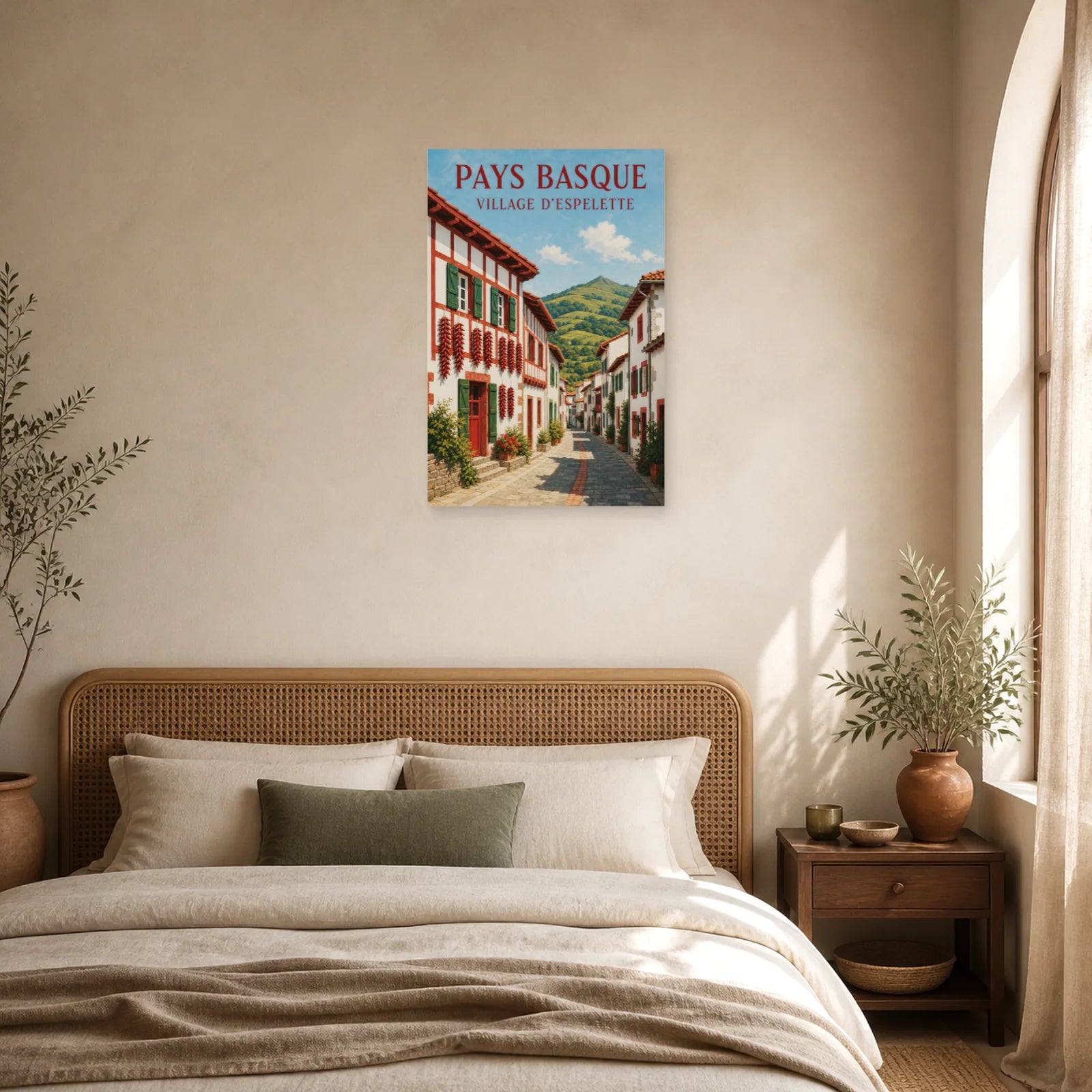 Affiche Pays Basque – Espelette dans une chambre - Art Virtuoso