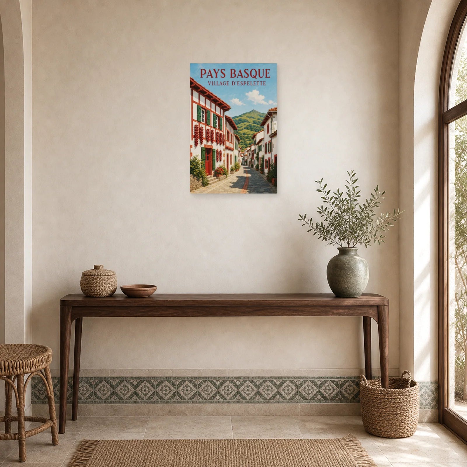 Affiche Pays Basque – Espelette dans une entrée ou un couloir - Art Virtuoso