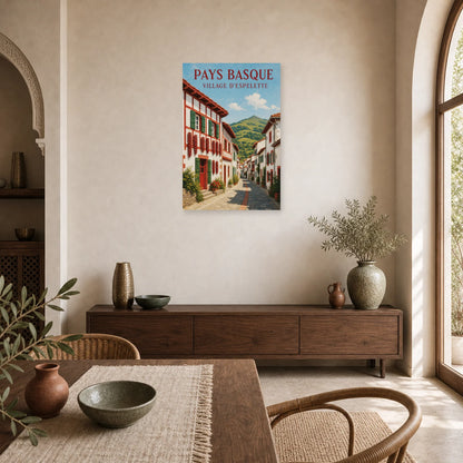 Affiche Pays Basque – Espelette dans une salle à manger - Art Virtuoso