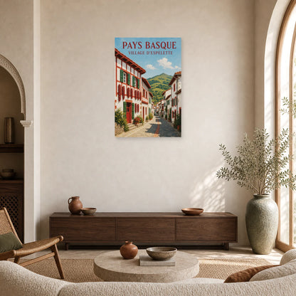 Affiche Pays Basque – Espelette dans un salon - Art Virtuoso