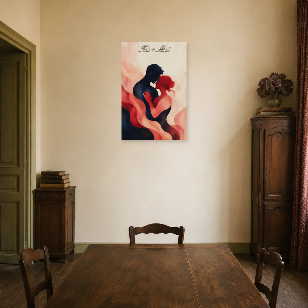 Affiche Toi et moi - Couple abstrait dans une salle à manger - Art Virtuoso