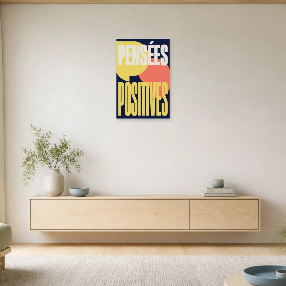 Affiche Pensées positives – Bulles de couleur dans une entrée ou un couloir - Art Virtuoso