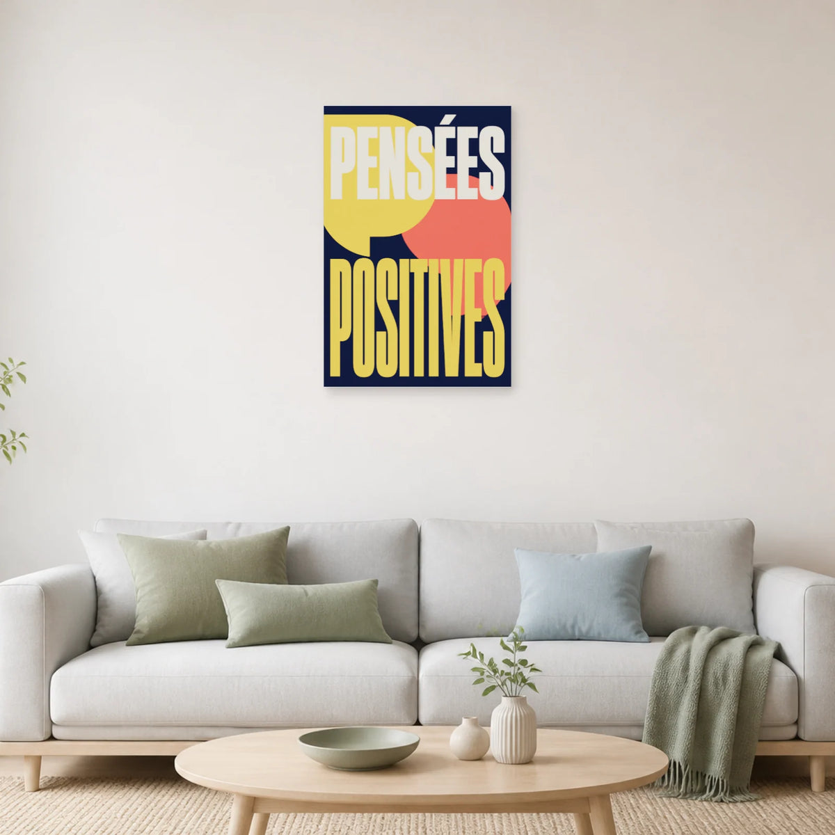 Affiche Pensées positives – Bulles de couleur dans un salon - Art Virtuoso