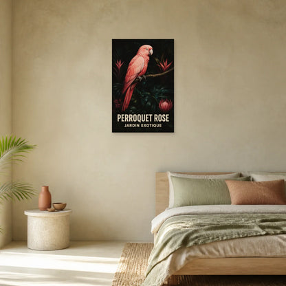 Affiche Perroquet rose – Jardin tropical dans une chambre - Art Virtuoso
