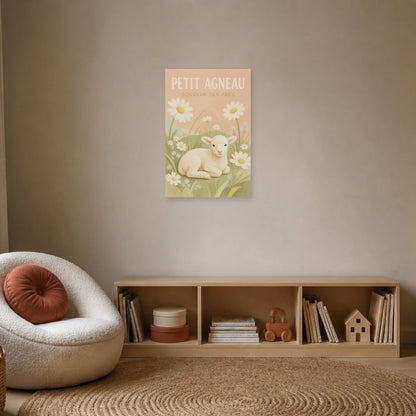 Affiche Petit Agneau – Douceur des Prés dans un bureau - Art Virtuoso