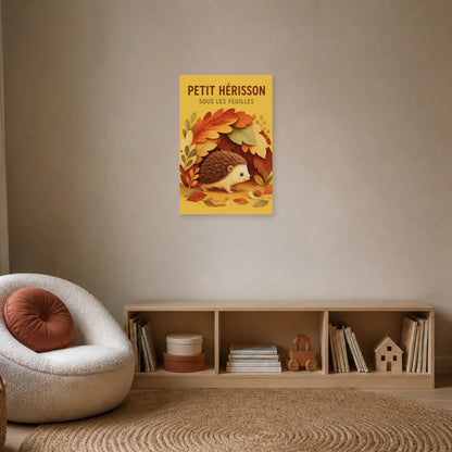 Affiche Petit Hérisson – Sous les Feuilles dans un bureau - Art Virtuoso