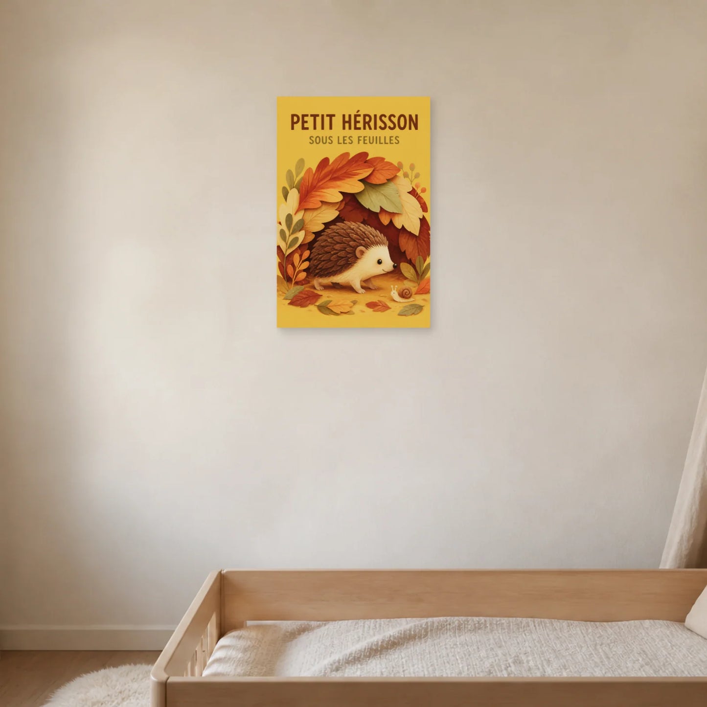 Affiche Petit Hérisson – Sous les Feuilles dans une chambre - Art Virtuoso