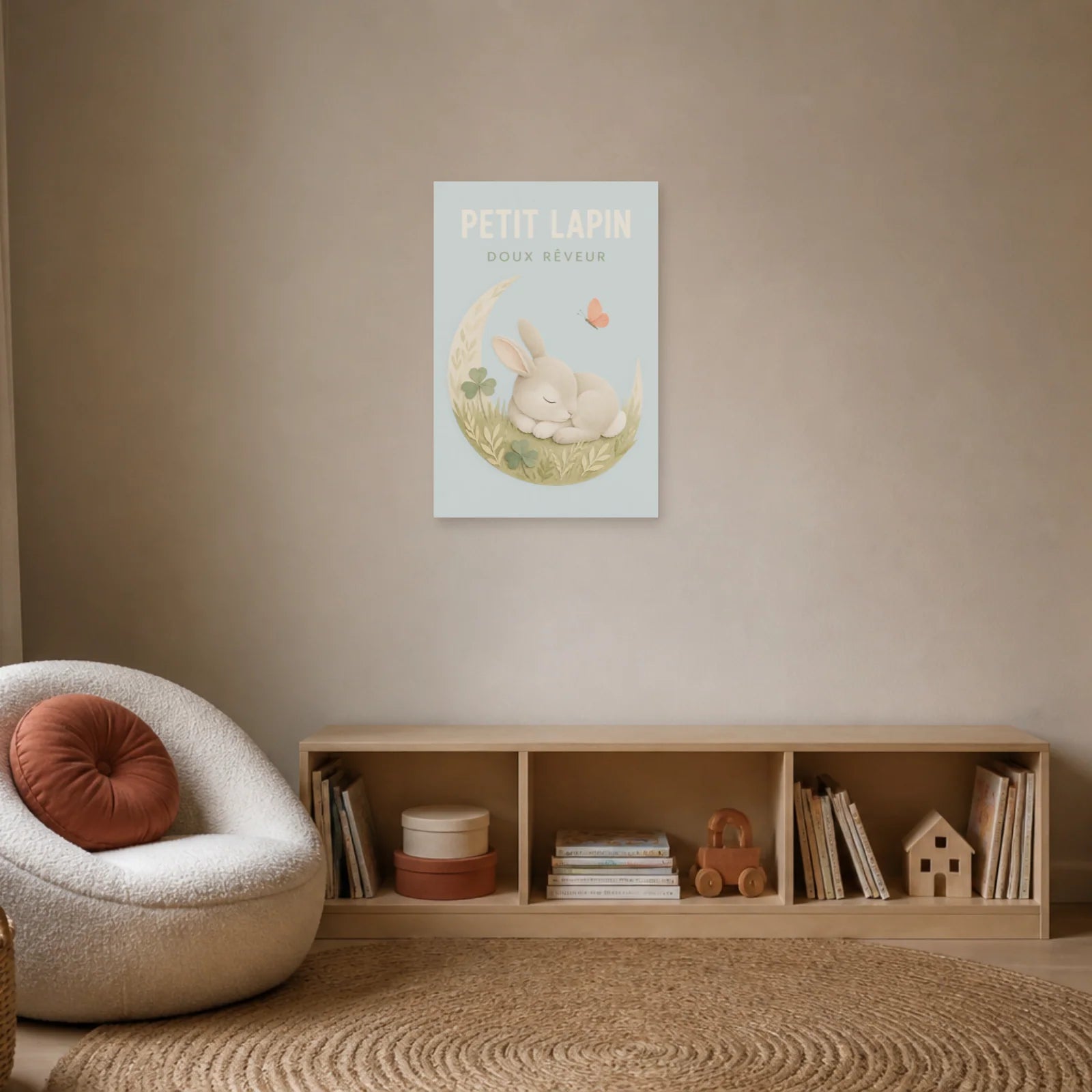 Affiche Petit Lapin – Doux Rêveur dans un bureau - Art Virtuoso