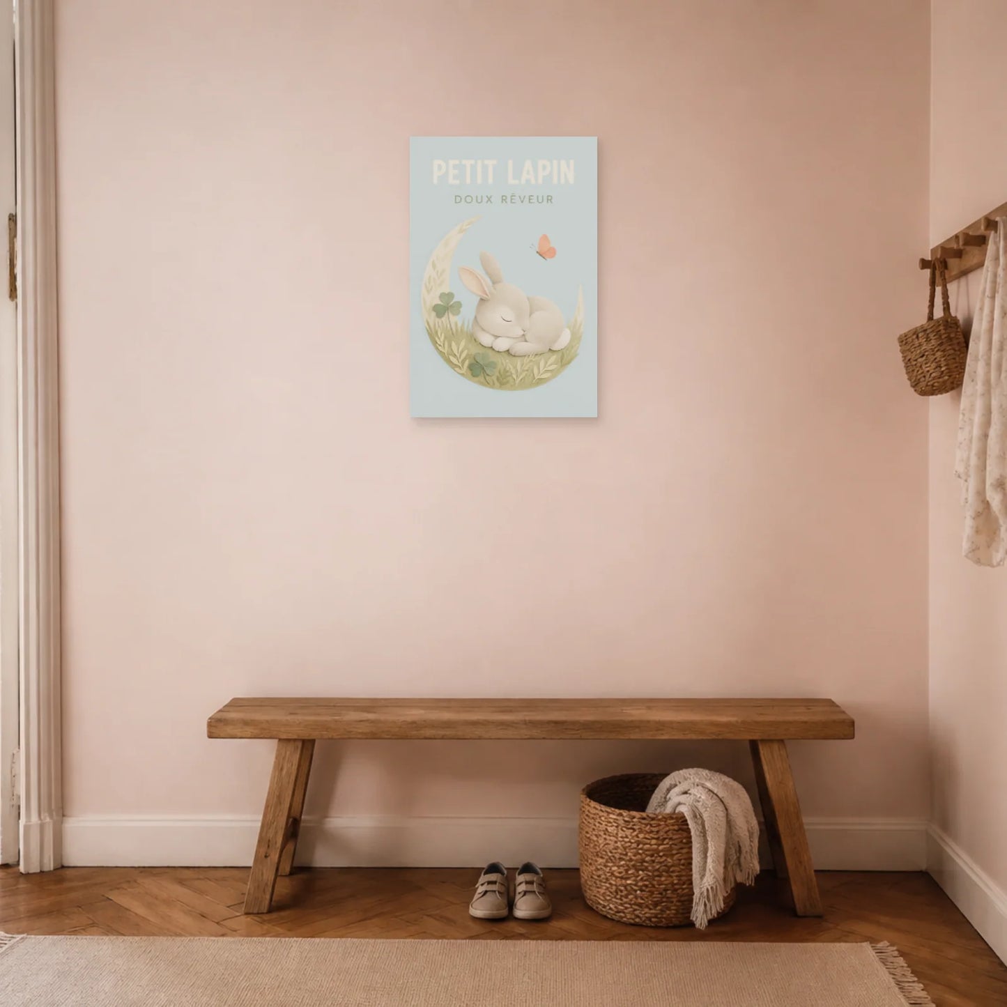 Affiche Petit Lapin – Doux Rêveur dans une entrée ou un couloir - Art Virtuoso