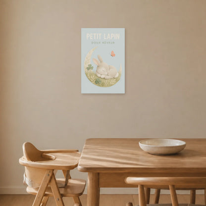 Affiche Petit Lapin – Doux Rêveur dans une salle à manger - Art Virtuoso