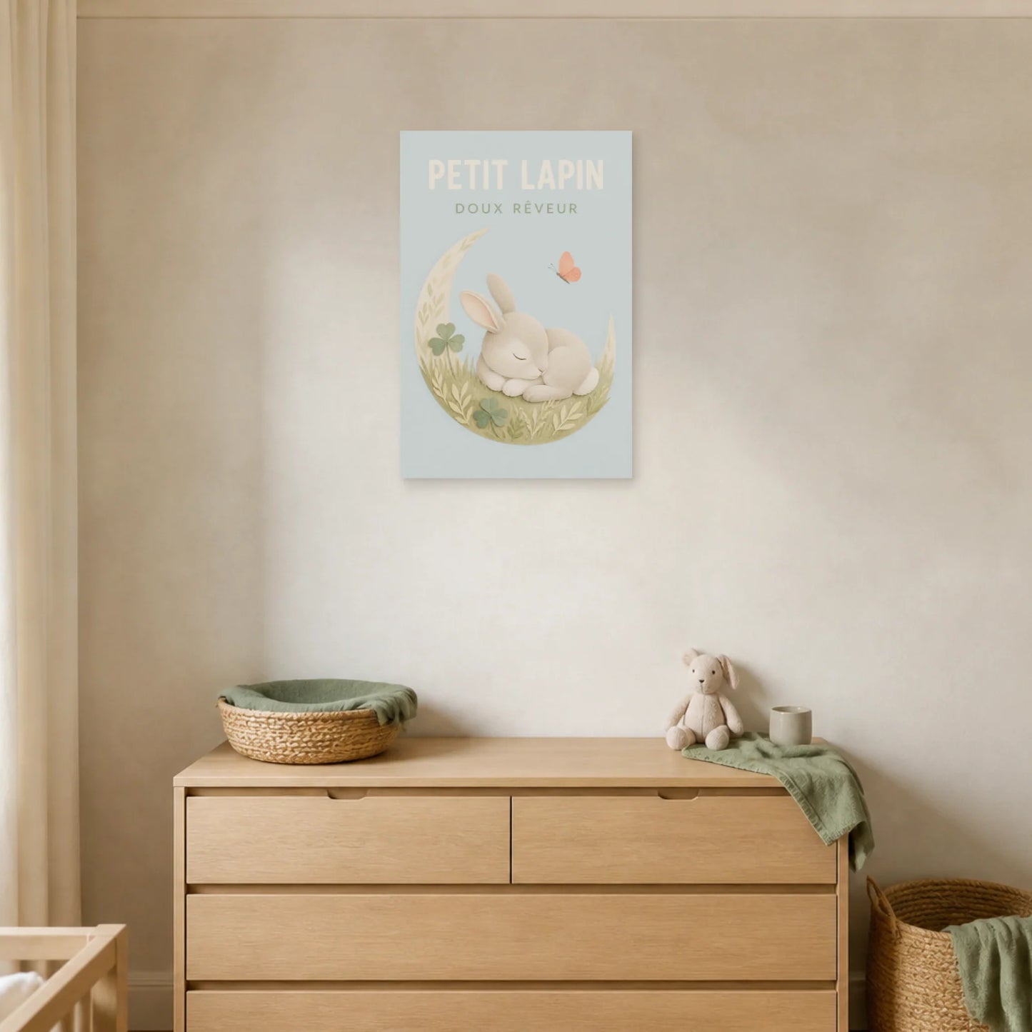 Affiche Petit Lapin – Doux Rêveur dans un salon - Art Virtuoso