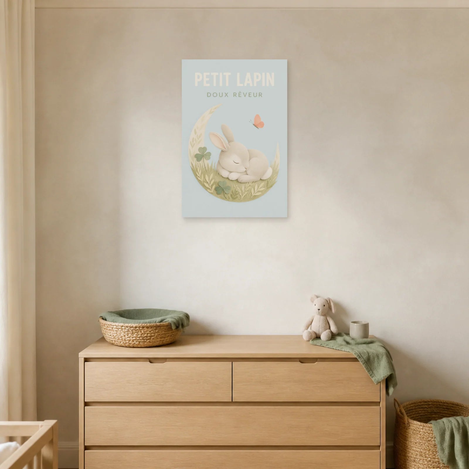 Affiche Petit Lapin – Doux Rêveur dans un salon - Art Virtuoso