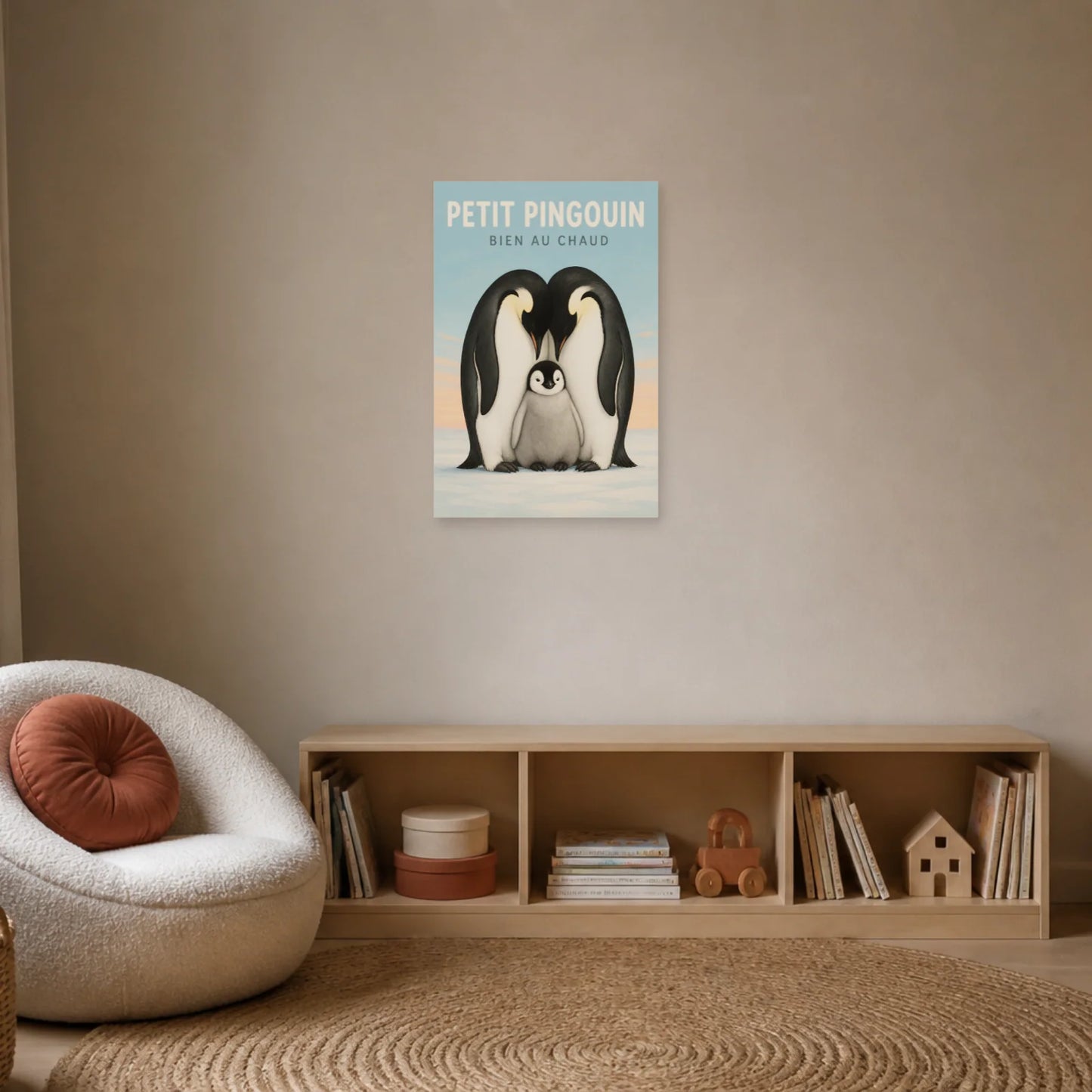 Affiche Petit Pingouin – Bien au Chaud dans un bureau - Art Virtuoso