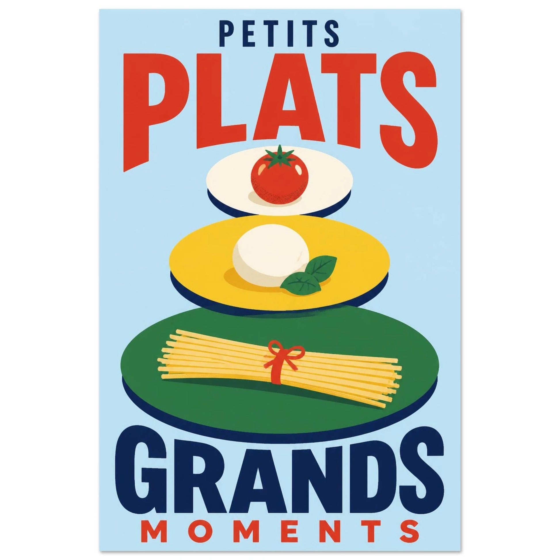 Affiche Petits Plats – Grands Moments, sérigraphie illustrée verticale, format 30 × 45 cm