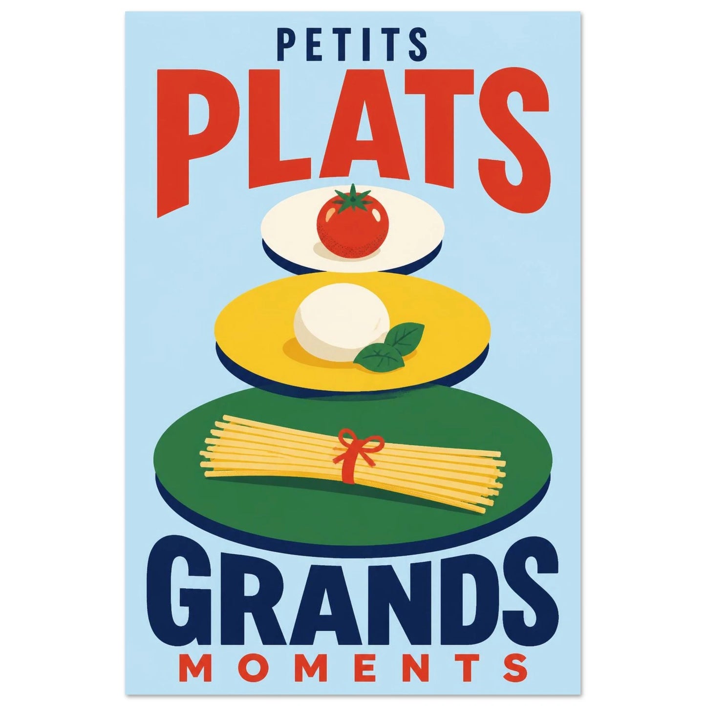 Affiche Petits Plats – Grands Moments, sérigraphie illustrée verticale, format 40 × 60 cm