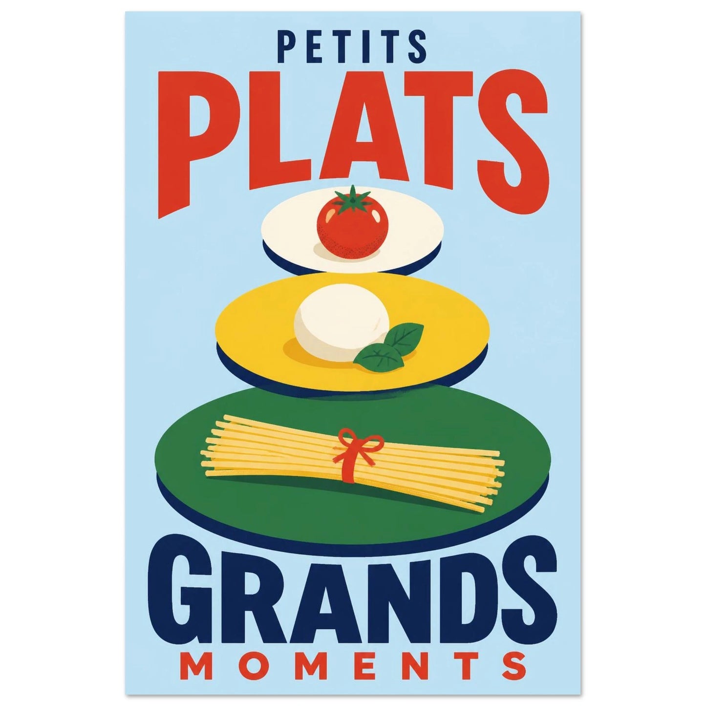 Affiche Petits Plats – Grands Moments, sérigraphie illustrée verticale, format 60 × 90 cm