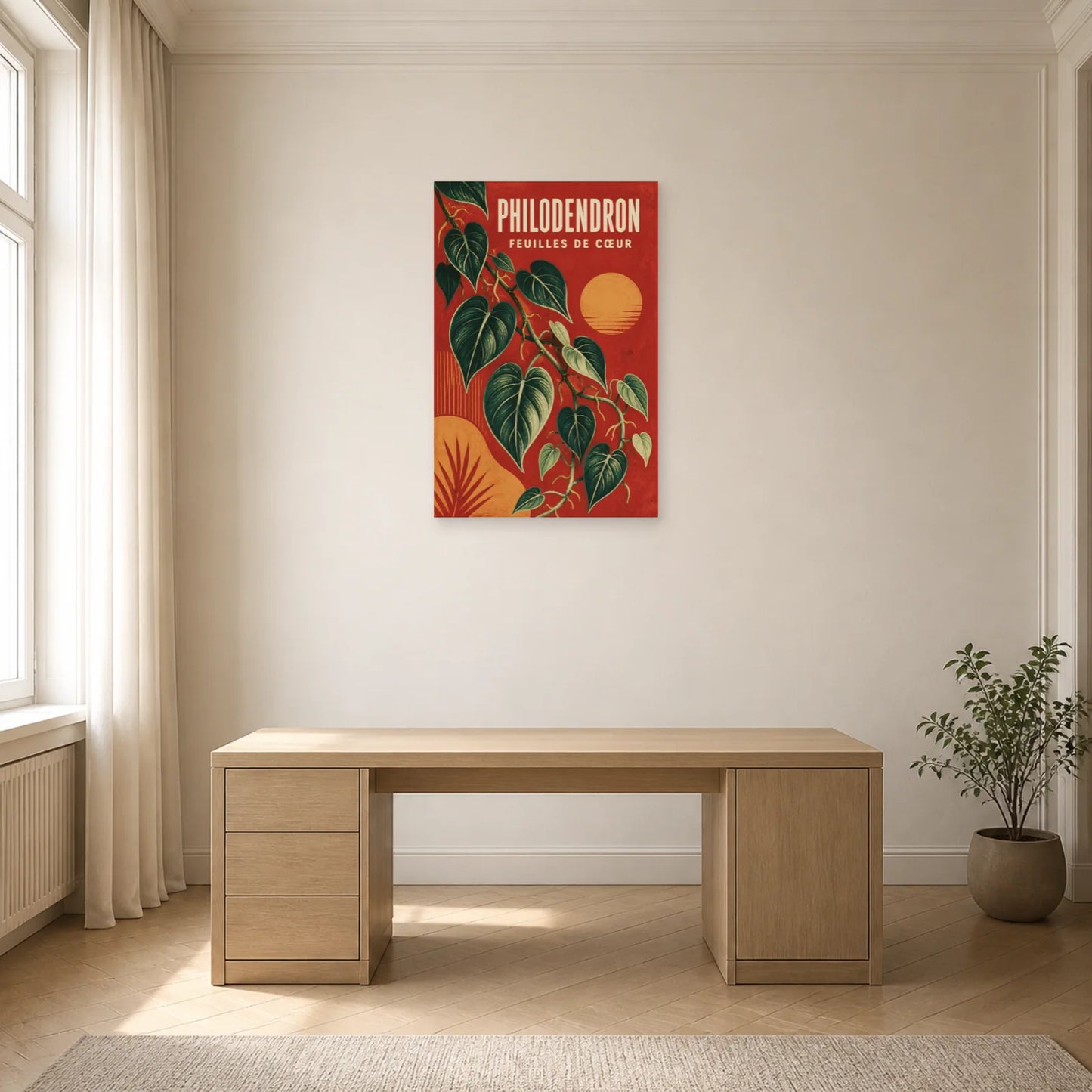 Affiche Philodendron – Feuilles de Cœur dans un bureau - Art Virtuoso