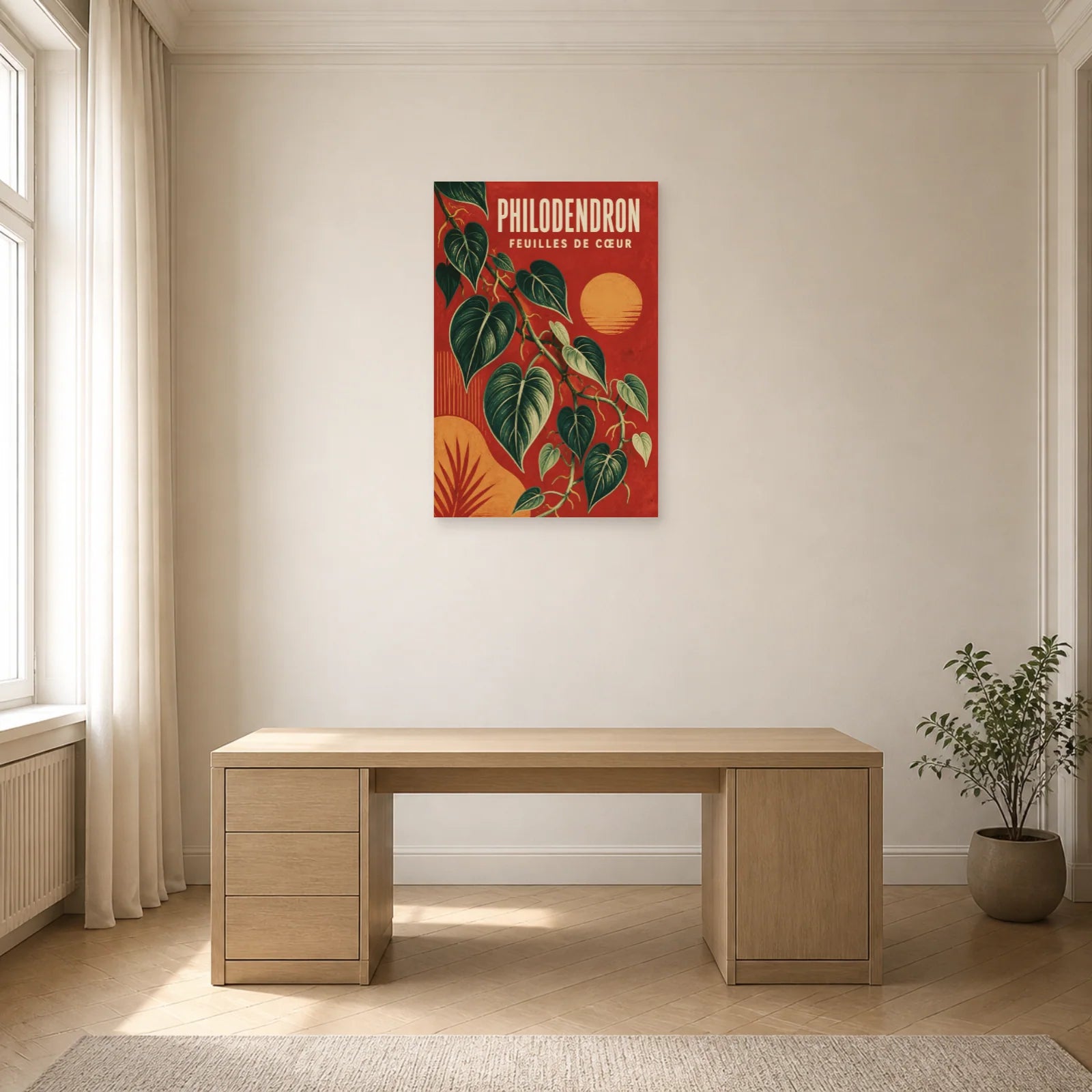 Affiche Philodendron – Feuilles de Cœur dans un bureau - Art Virtuoso