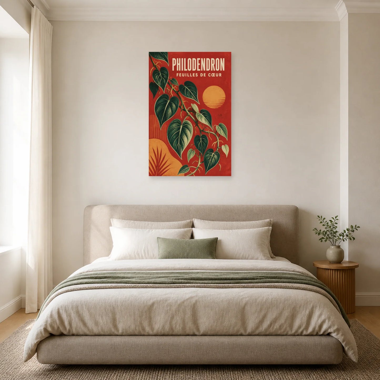 Affiche Philodendron – Feuilles de Cœur dans une chambre - Art Virtuoso