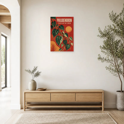 Affiche Philodendron – Feuilles de Cœur dans une entrée ou un couloir - Art Virtuoso