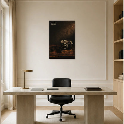 Affiche photo Appareil photo vintage - Capture l’instant dans un bureau - Art Virtuoso