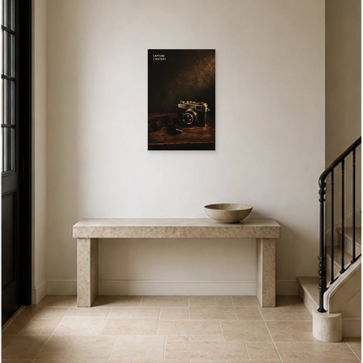 Affiche photo Appareil photo vintage - Capture l’instant dans une entrée ou un couloir - Art Virtuoso