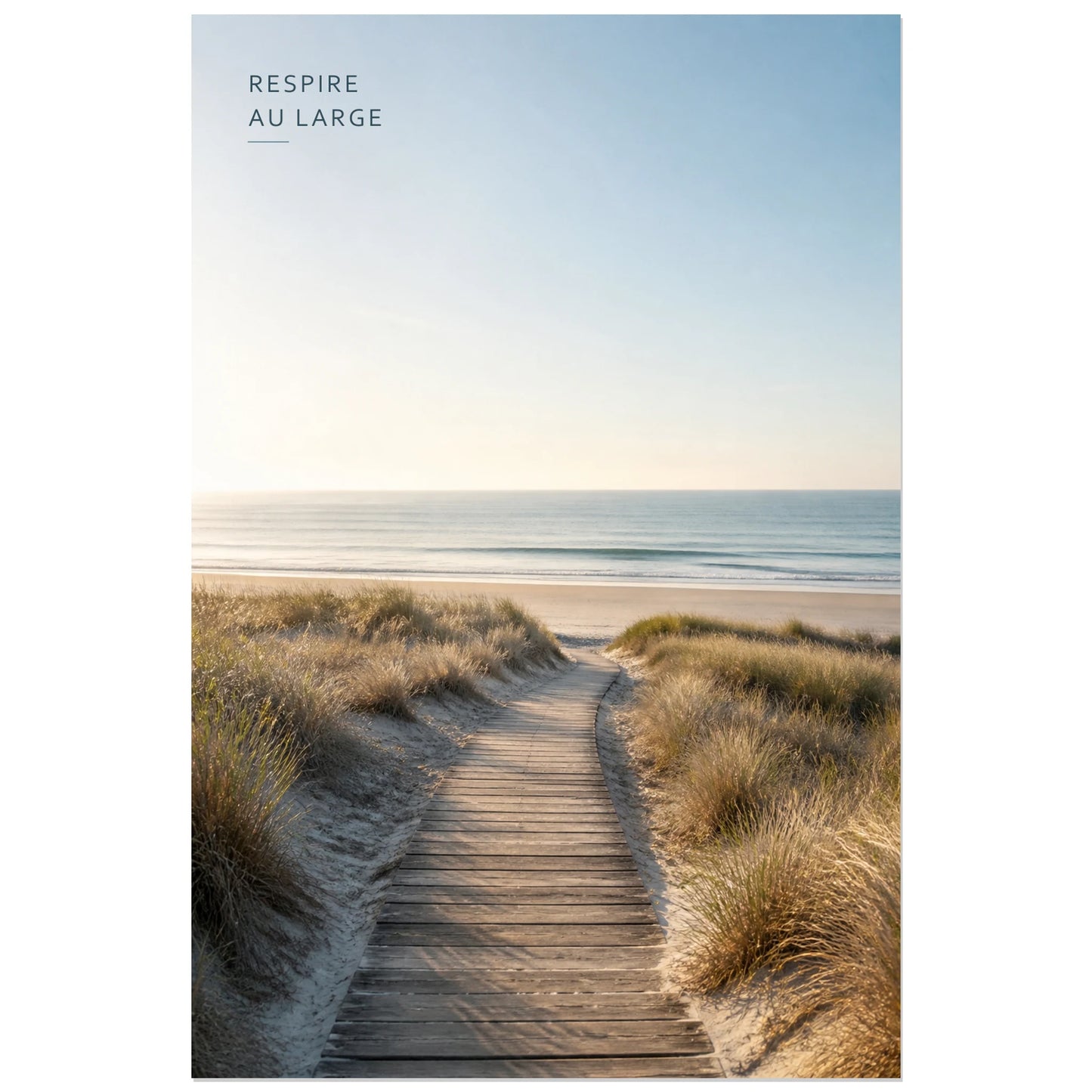 Affiche photo Chemin vers le bord de mer - Respire au large, photographie côtière minimaliste, douce et contemplative verticale, format 40 × 60 cm