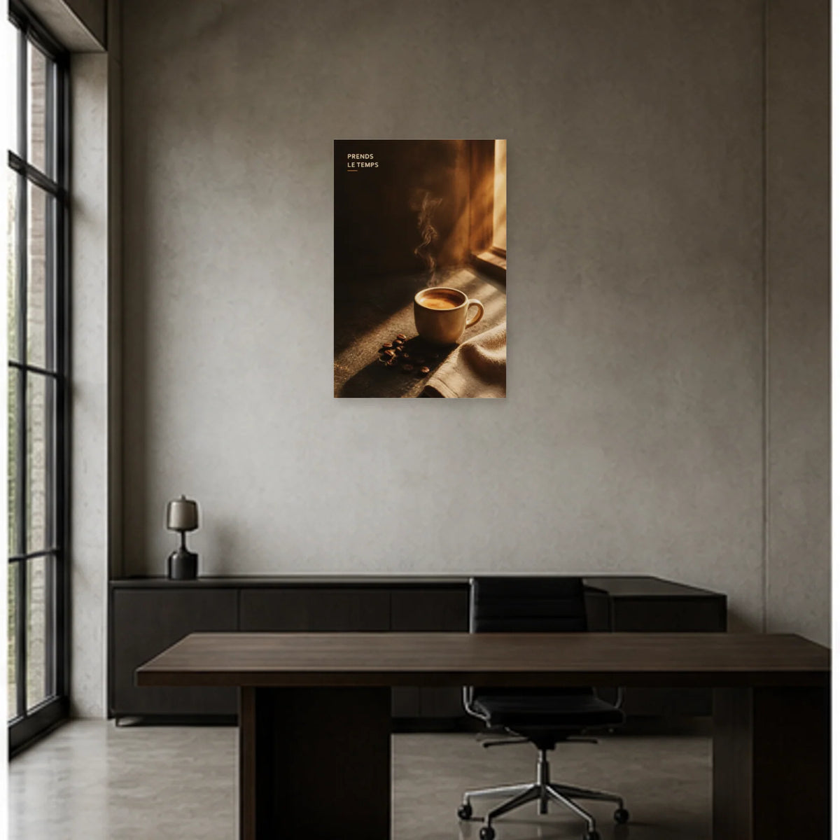 Affiche photo Café du matin - Prends le temps dans un bureau - Art Virtuoso