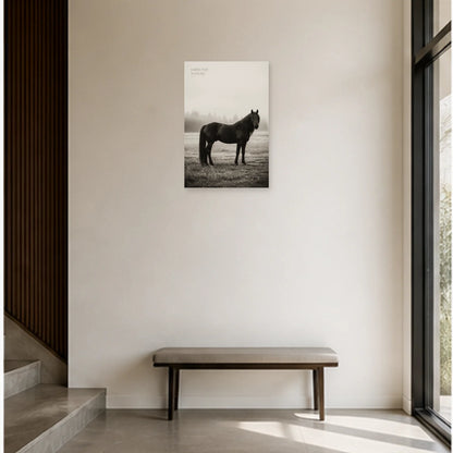 Affiche photo Cheval libre en noir et blanc - Libre par nature dans une entrée ou un couloir - Art Virtuoso