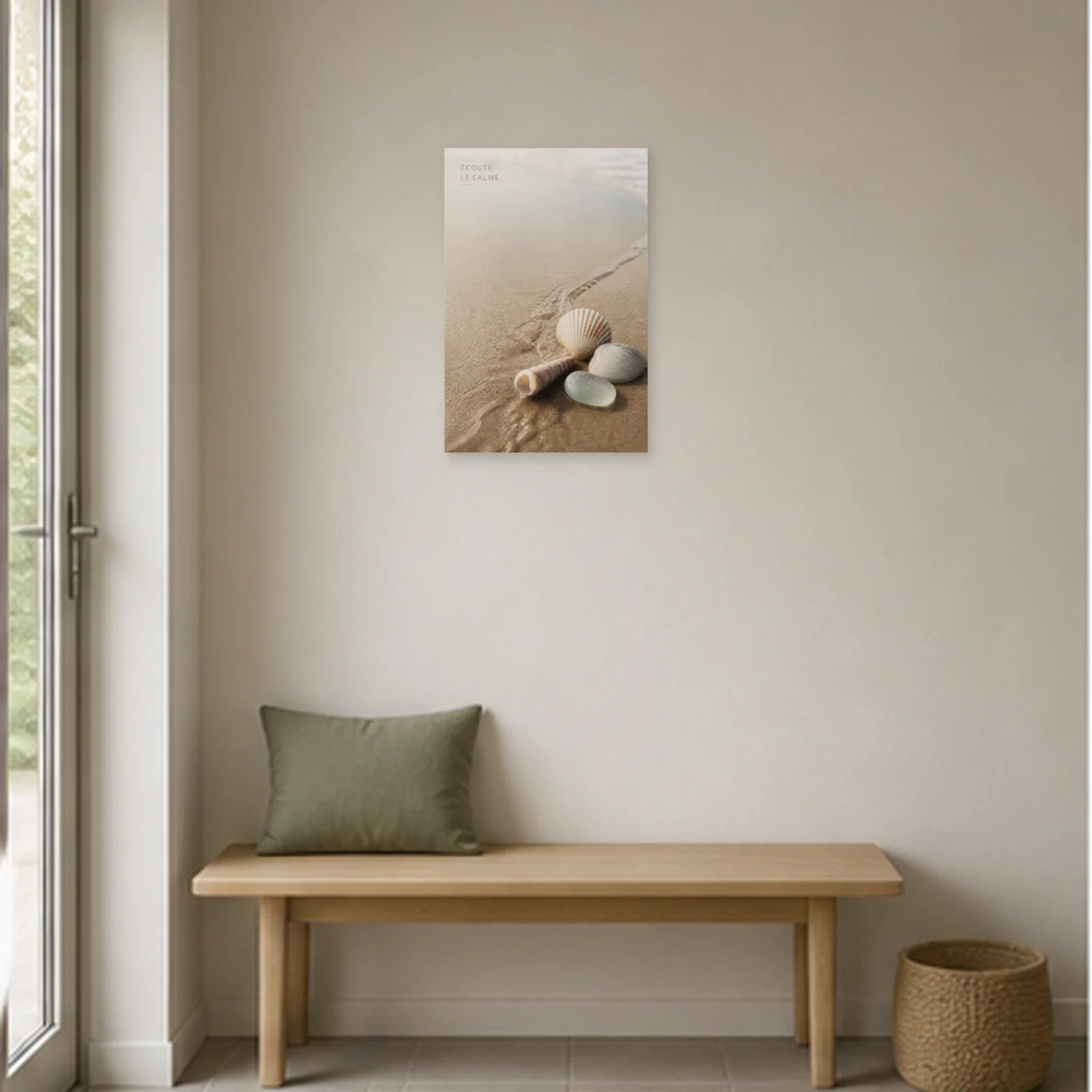 Affiche photo Coquillages sur le sable - Écoute le calme dans une entrée ou un couloir - Art Virtuoso