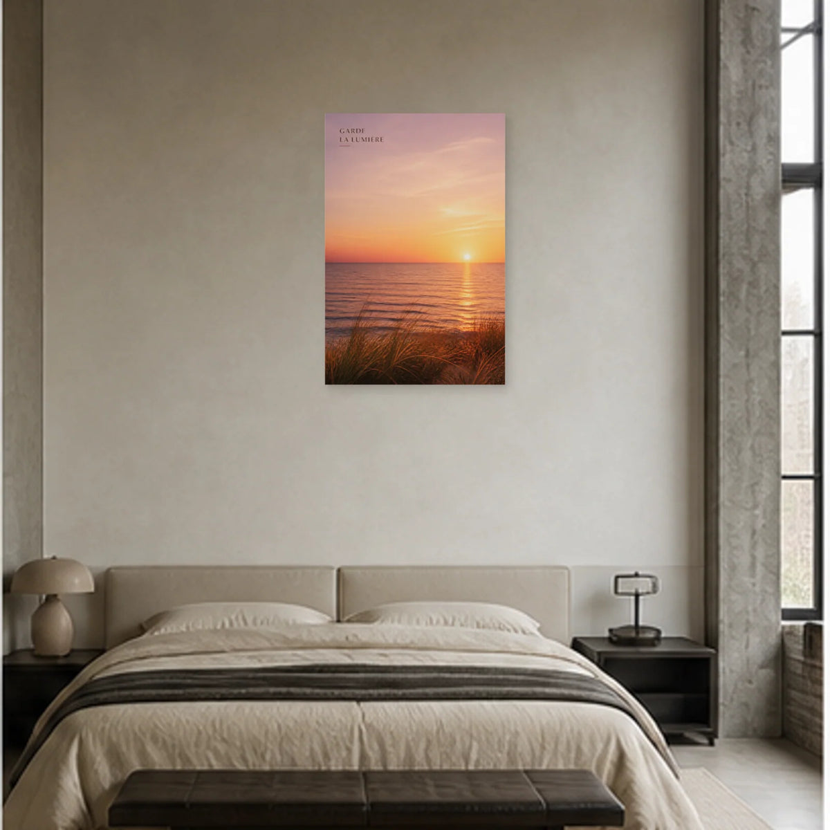 Affiche photo Coucher de soleil sur l’océan - Garde la lumière dans une chambre - Art Virtuoso