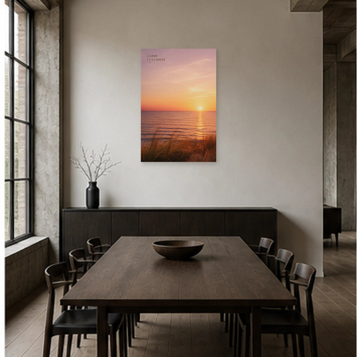 Affiche photo Coucher de soleil sur l’océan - Garde la lumière dans une salle à manger - Art Virtuoso