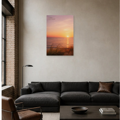Affiche photo Coucher de soleil sur l’océan - Garde la lumière dans un salon - Art Virtuoso