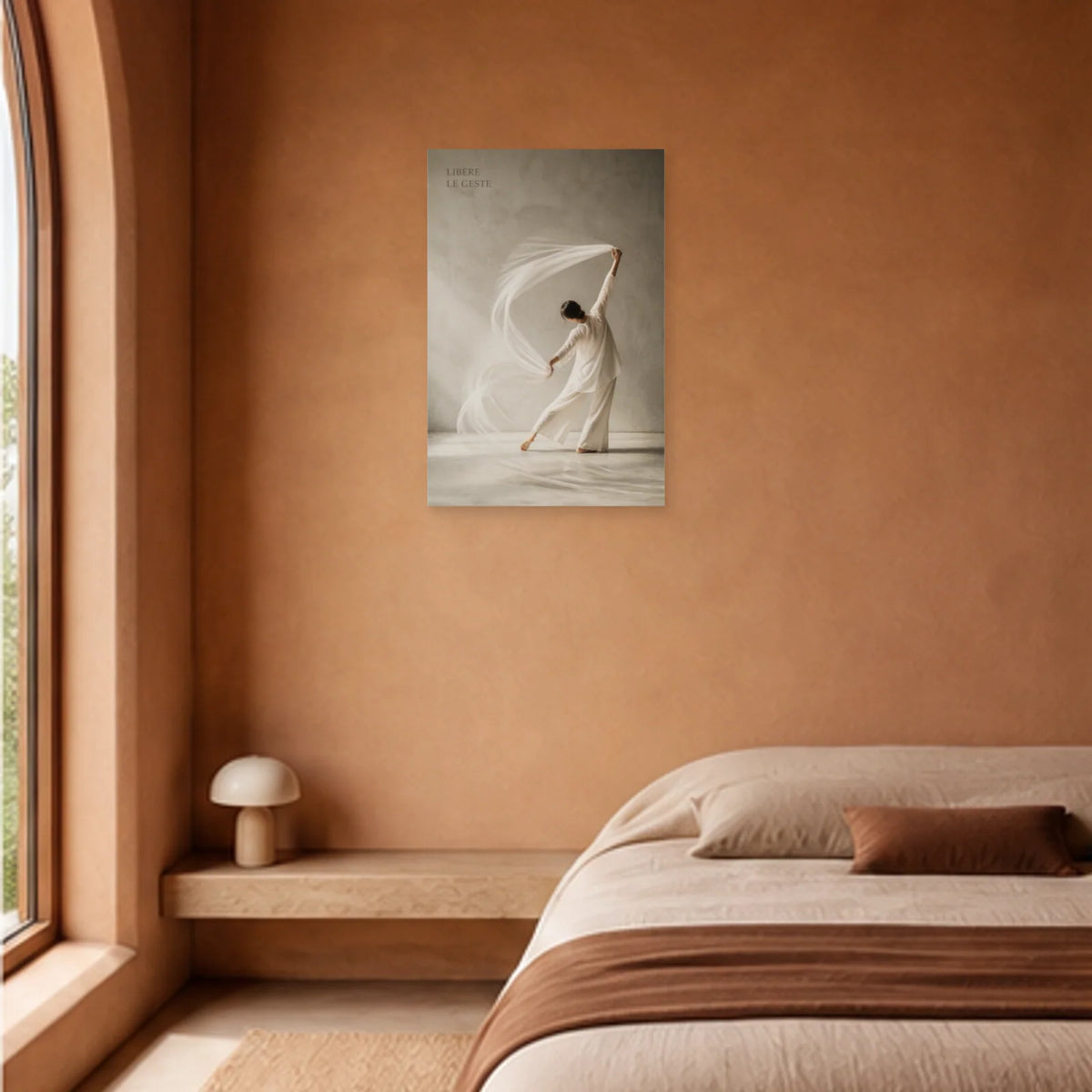 Affiche photo Danseuse au voile blanc - Libère le geste dans une chambre - Art Virtuoso