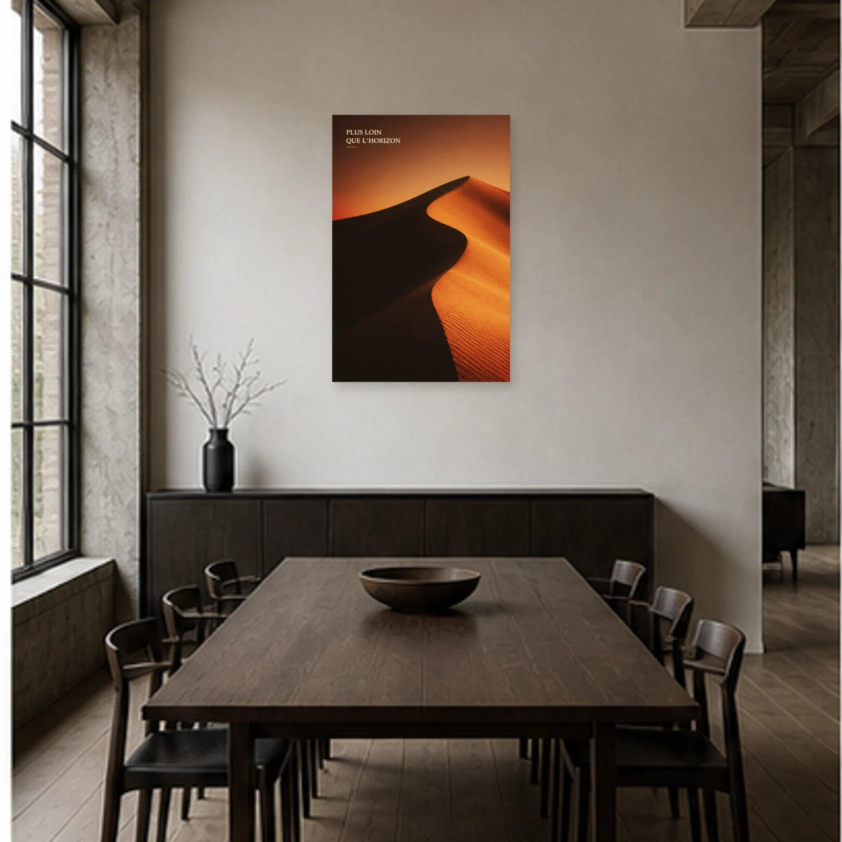 Affiche photo Dunes du désert - Plus loin que l’horizon dans une salle à manger - Art Virtuoso