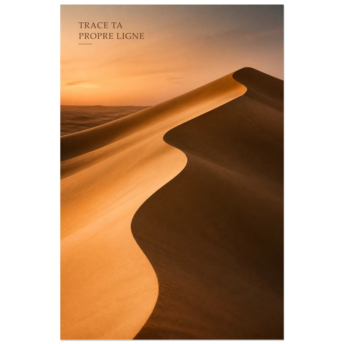 Affiche photo Ombres sur les dunes - Trace ta propre ligne, photographie de paysage désertique graphique verticale, format 30 × 45 cm