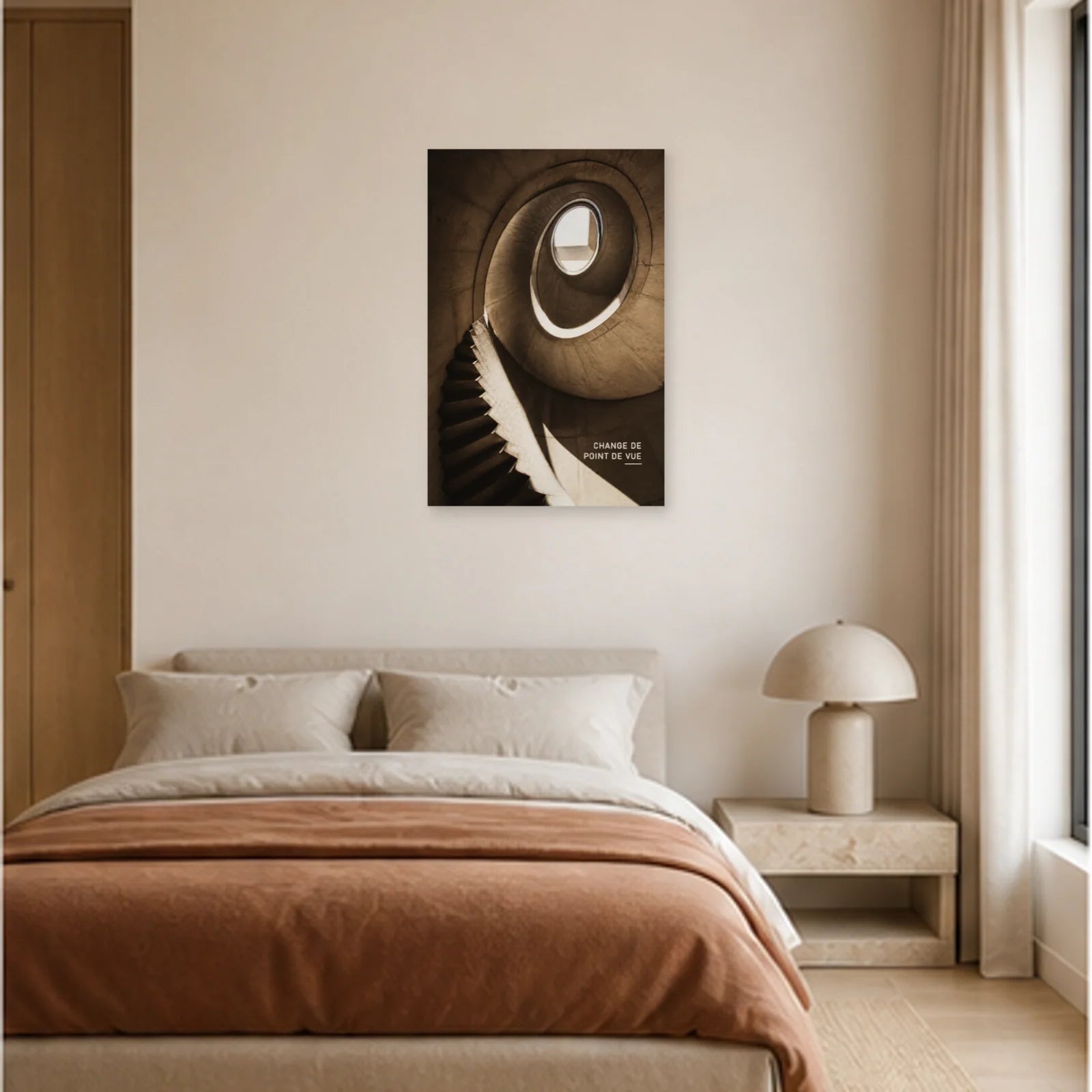 Affiche photo Escalier brutaliste - Change de point de vue dans une chambre - Art Virtuoso
