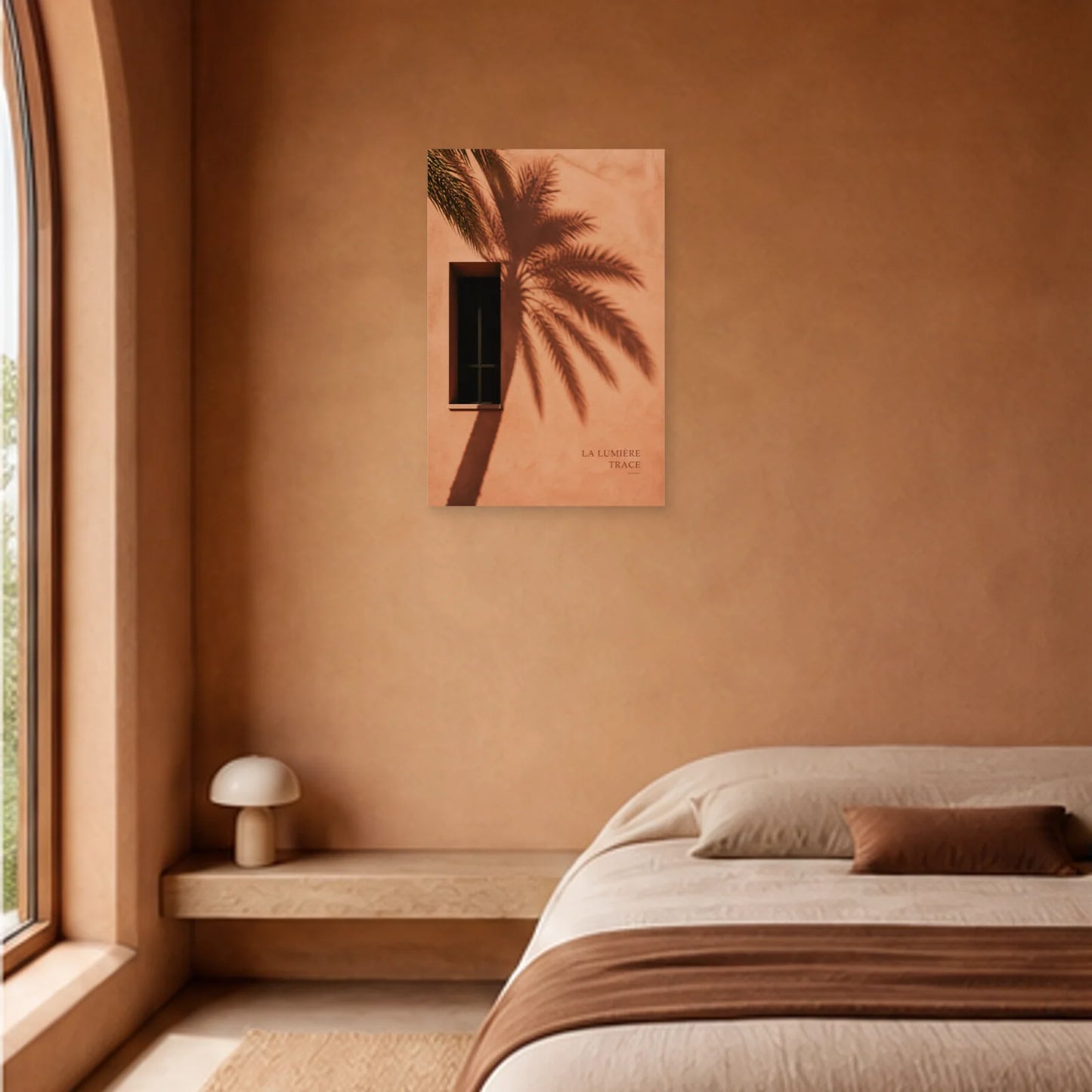 Affiche photo Ombre de palmier - La lumière trace dans une chambre - Art Virtuoso